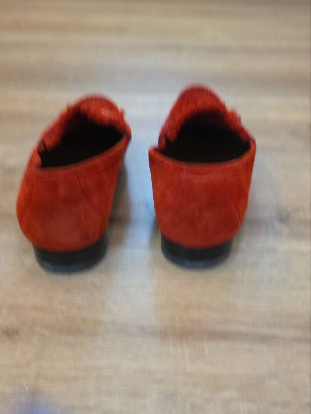 Gucci Red Suede Fringe Horsebit Loafers Sz 39 - Picture 3 of 6